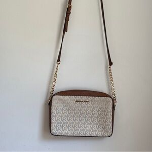 Michael Kors Tan and Cream Crossbody Bag